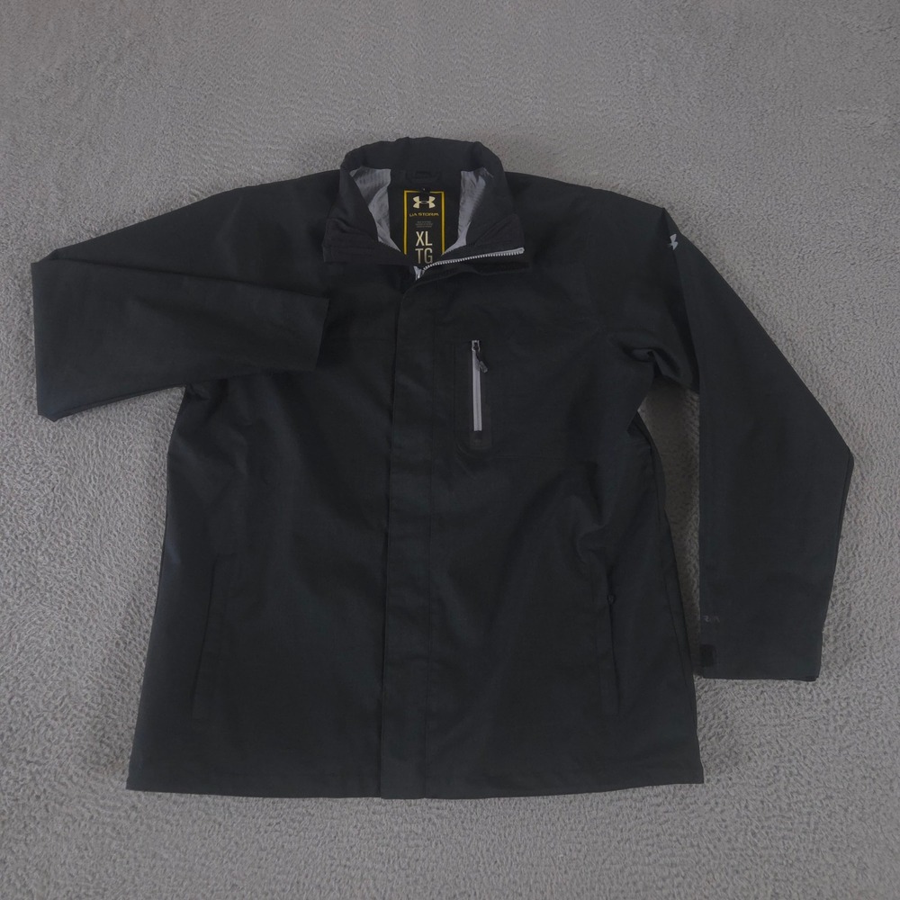 Under Armour Jacket Mens XL‎ Black Storm Full-Zip Waterproof Chest Pocket Shell